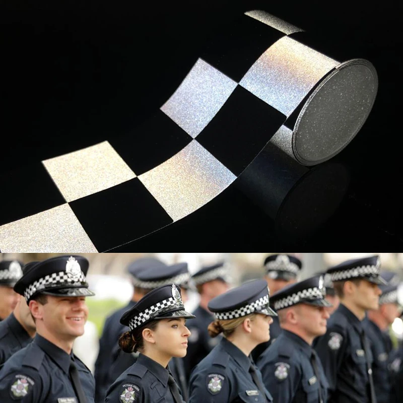 Tessuto riflettente quadrato argento brillante da cucire sui vestiti Nastro di sicurezza di avvertimento fai-da-te