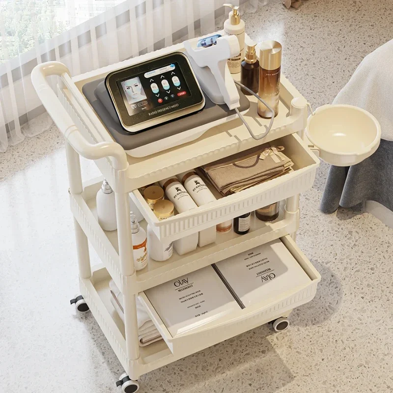 Carrello per salone di bellezza con rotelle Carrello portaoggetti per attrezzi da barbiere Mobili per salone multiuso rimovibili per estetista