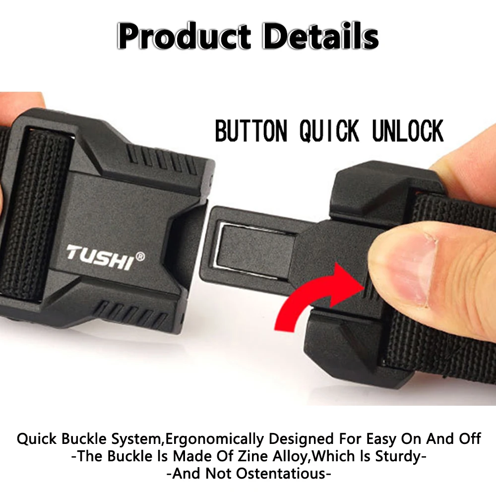 TUSHI Aluminum Alloy Quick Release Pluggable Buckle Elastic Belts For Men Durable Tactical Belt Cowboy Outdoor Army Belt Hunting