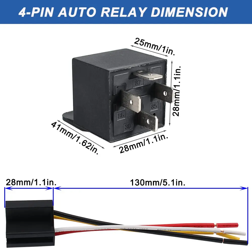 1 pz 40Amp Relè automobilistico con presa ad incastro resistente per camion Auto Van Moto Barca Relè 4 pin 12 V DC