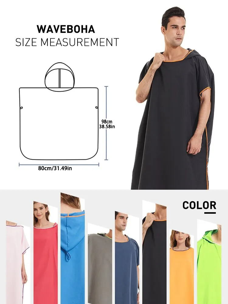 Toalla con capucha de microfibra para hombres y mujeres, para nadar, viajar en la playa, bata cambiante de secado rápido, capa, Toalla de baño, albornoz, Poncho de Surf, juego de Sauna