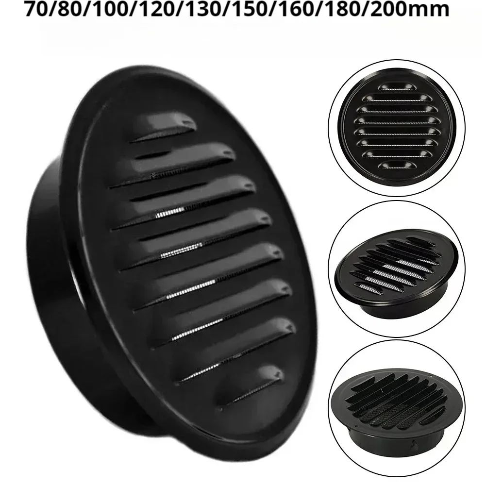 Grade de ventilação de saída de ar de parede externa de aço inoxidável 70-200mm tampa de duto redondo tampa de ventilação de ar sistema de ventilação de plugue de buraco