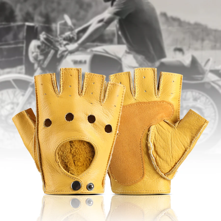Herren Fingerlose Halbfinger Fahren Fitness Motorrad Radfahren Ziegenleder NEUE Männer Pu Leder Handschuhe Fäustlinge