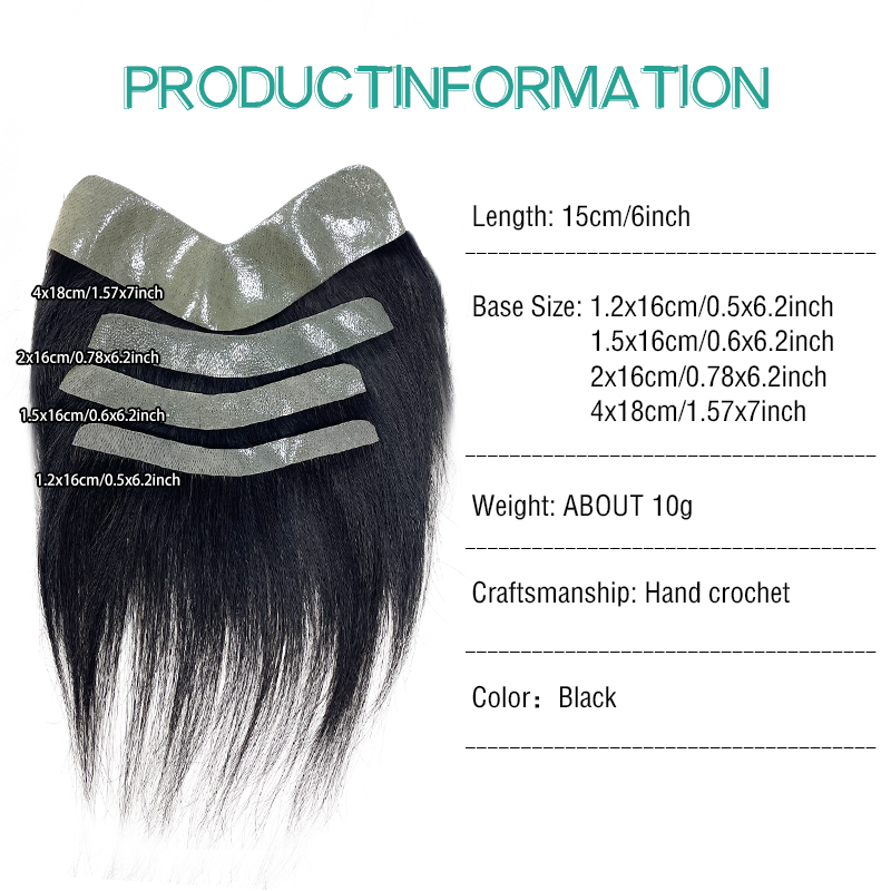 Peluquín frontal con bucle en V para hombre, 100% cabello humano frontal, sistema de reemplazo masculino de cabello Natural, postizo de PU, extensiones invisibles