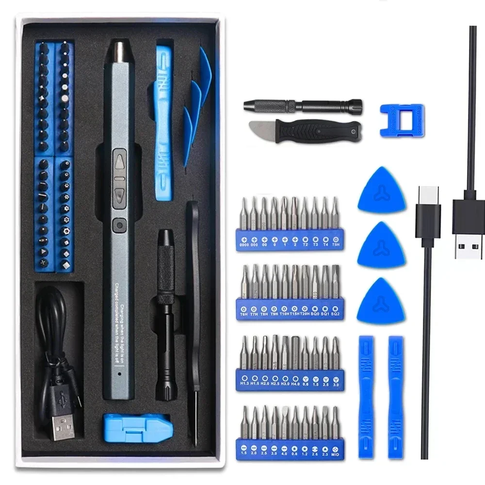 Portátil Mini Chave De Fenda Elétrica, Manual, Carregamento USB, Broca Sem Fio, Kit De Reparo De Parafuso, Chave De Fenda Magnética