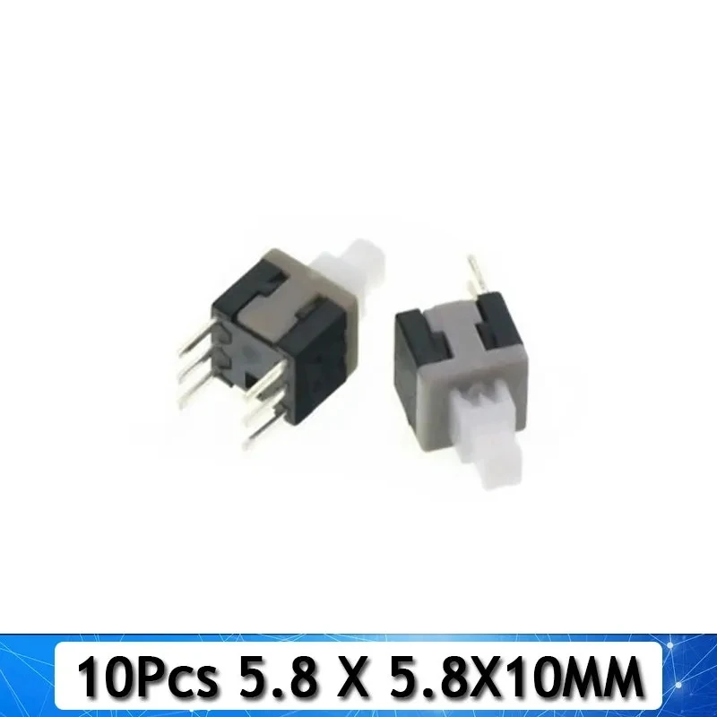 10 unids/lote 5,8x5,8 7x7 8x8 8,5x8,5mm autobloqueo/desbloqueo empuje táctil Micro interruptor de alimentación interruptores de botón de 6 pines