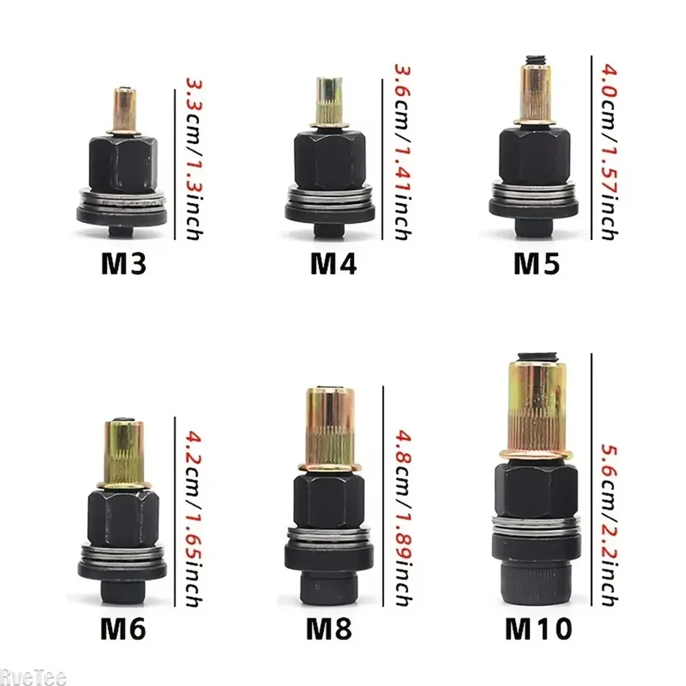 Manual Rivet Screw Riveter Rivet Nut Tool Adapter M3 M4 M5 M6 M8 M10 M12 Metal License Plate Simple Installation 11pc