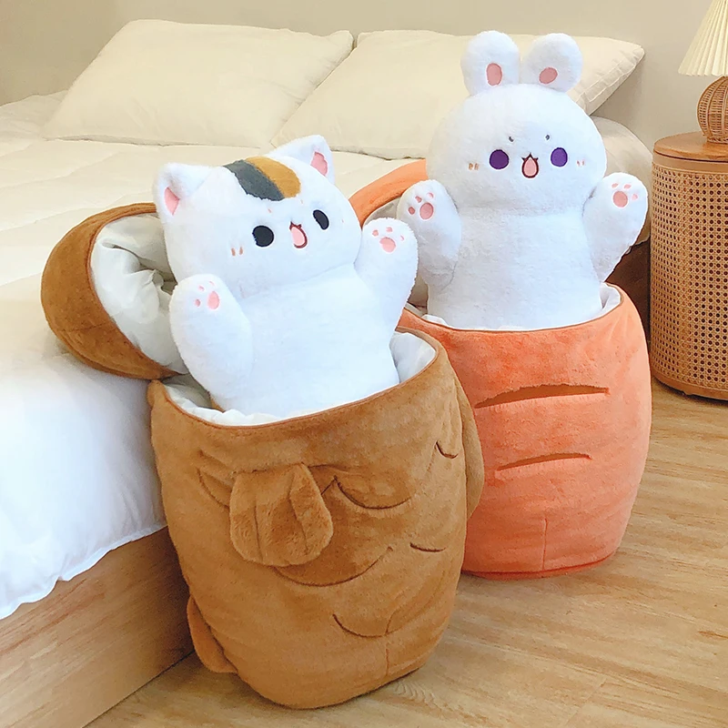 1 PC 40/60/80cm ญี่ปุ่น Taiyaki Cat Plush ของเล่นอะนิเมะแมวซ่อนเบาะกระเป๋า Ferry Bunny แครอทสัตว์ Plushie โยนหมอน