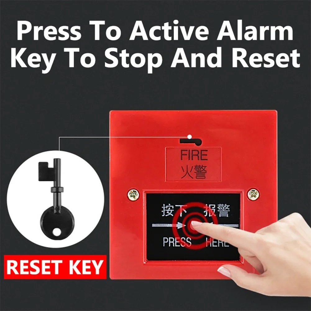 4 Inch Manual Call Point Fire Alarm Resettable Pull Station Internal Strike Type Electric Bell 100db Internal Strike Alarm Bell