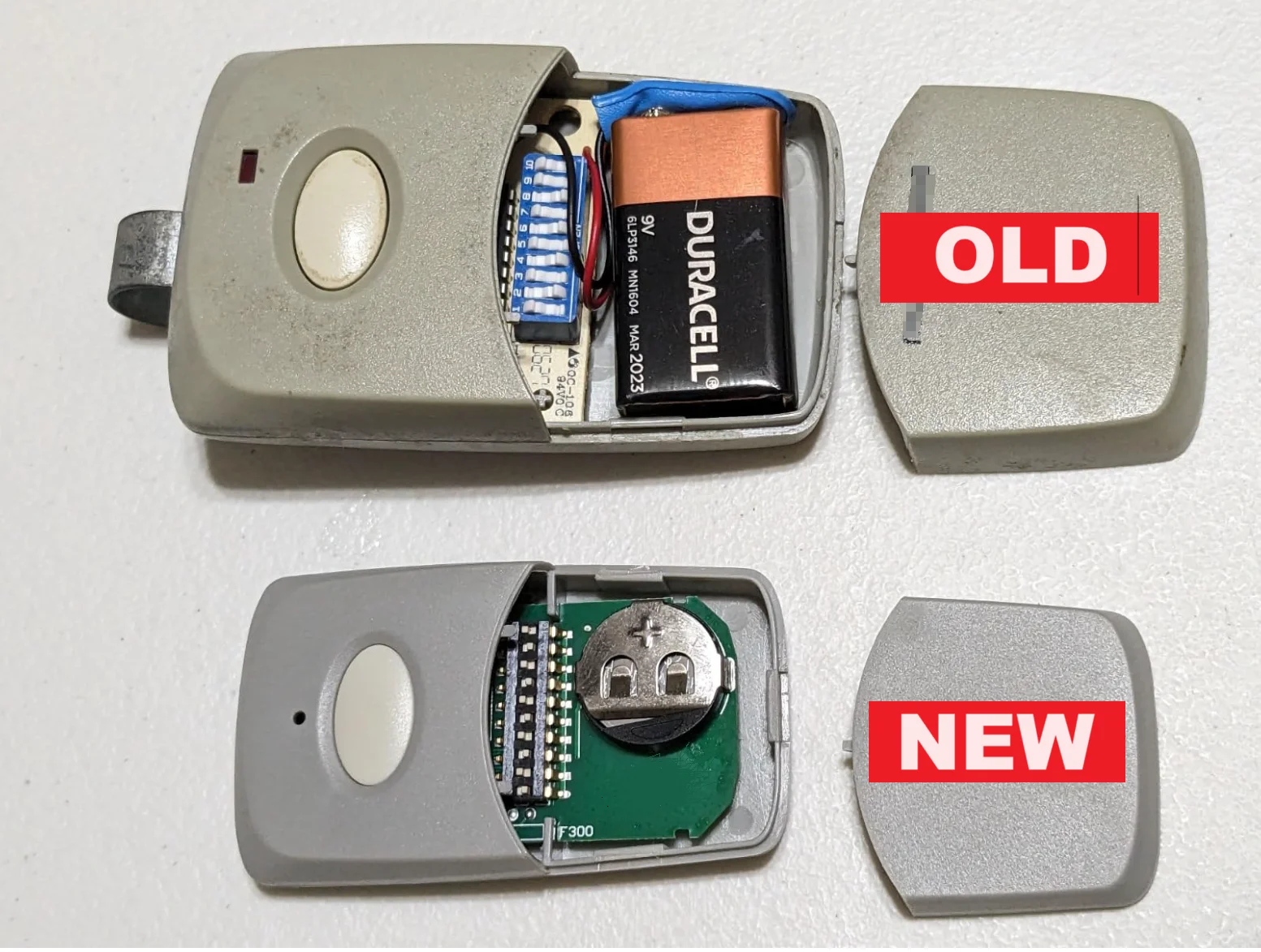 Reemplazo para transmisor remoto de abridor de puerta de garaje Multicode 3089 308911 ,MCS 308911 ,10 interruptores dip de 300 mhz, gris