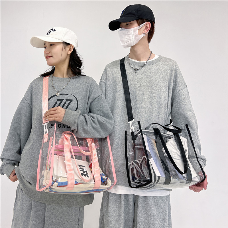 Bolso de hombro tipo bandolera de Pvc estilo Harajuku para mujer, bolso transparente impermeable a la moda, bolso de almacenamiento para playa