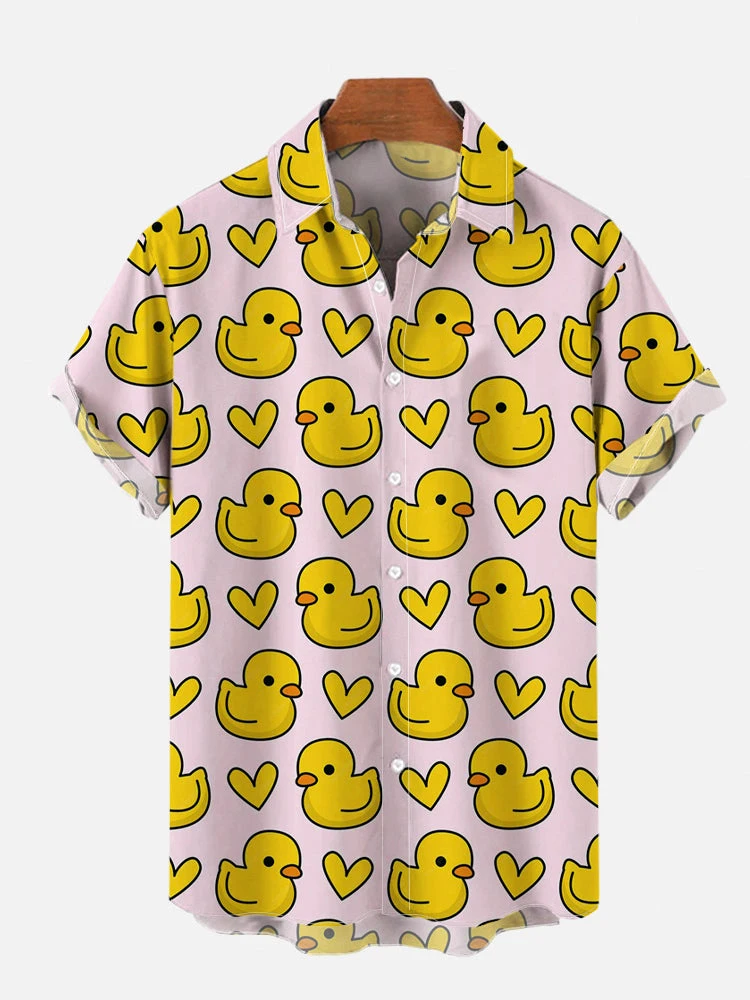 Camicie Cosplay da uomo Unisex stampe 3D Splicing Cartoon Cute Duck Printing camicia a maniche corte camicie hawaiane di moda per uomo