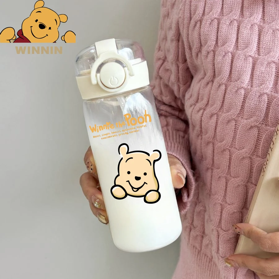Nueva taza de agua de Disney, bonita taza de té para estudiantes de Winnie Pooh Bear, especial para la escuela, taza de paja portátil resistente a altas temperaturas