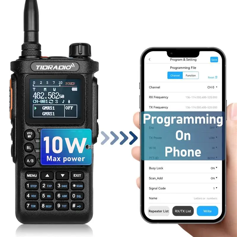 US/EU 2nd Gen TIDRADIO TD-H8 10W Professional Walkie Talkie Portable Long Range Radio Phone Wireless Programmable Search