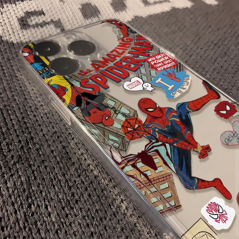 Funda de teléfono Marvel Spider Man para iPhone 16 15 14 13 12 11 Pro Max 7 8 Plus XR XS Max a prueba de golpes encantadora cubierta anticaída Y2K
