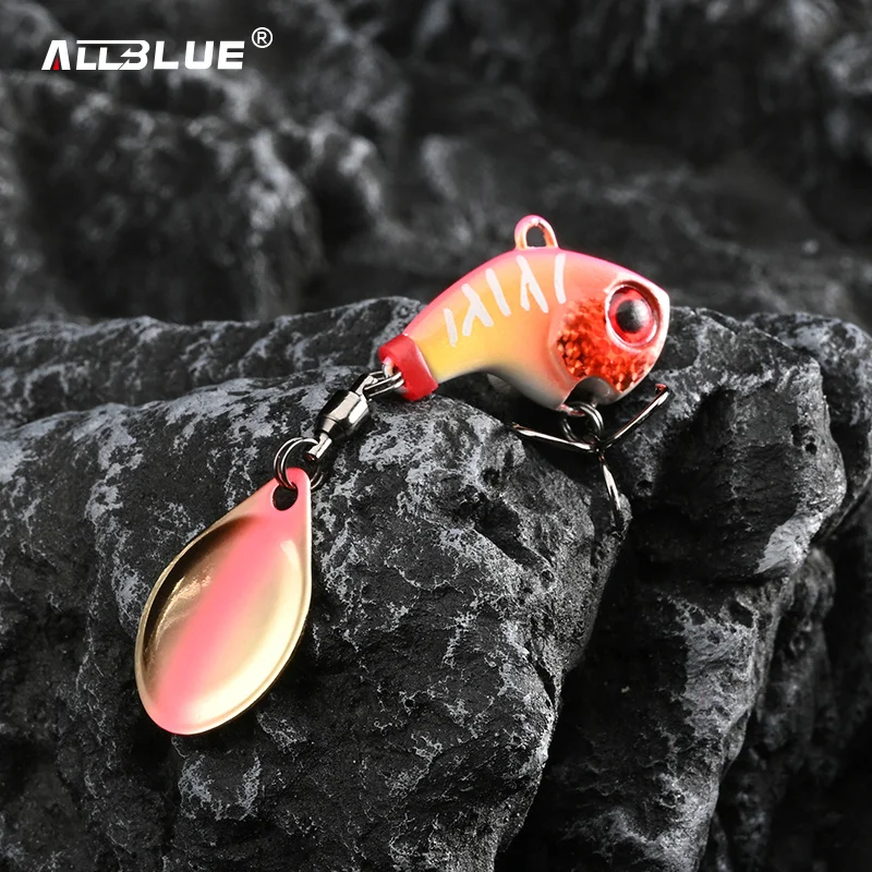 ALLBLUE-Spinner de cola de ciclón de Metal, Vib, Shad, Casting, Jig, vibración, hoja de Jigging, cuchara, señuelo de pesca, aparejos de cebo Artificial