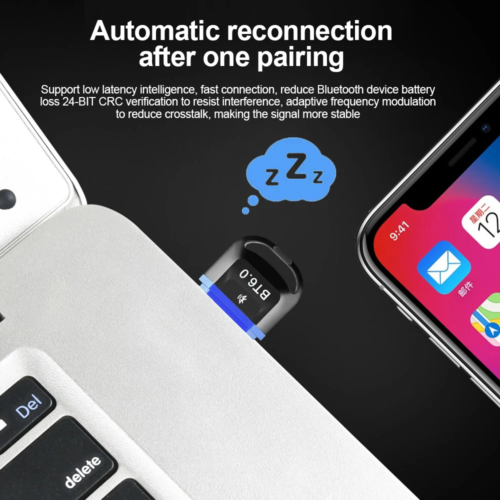 USB-адаптер Bluetooth 6.0 Bluetooth 5.4 Dongle для ПК Windows 11/10/8.1 Bluetooth-приемник-передатчик для клавиатуры/мыши