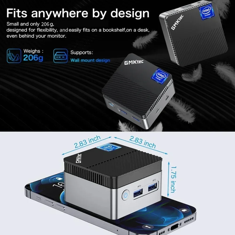 New! GMKtec KB5 Mini PC Intel Celeron N5105 Windows 11 Pro 4K Mini PC DDR4 8GB RAM 128GB ROM WiFi5 BT4.2 Desktop Computer Work