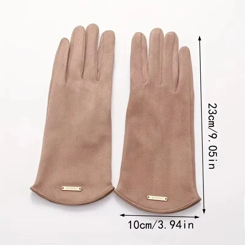 Gants à écran tactile pour femme, mitaines en cachemire fin, mitaines monochromes, maintien au chaud, conduite cycliste, tissu en daim, élégant, coupe-vent, automne, hiver
