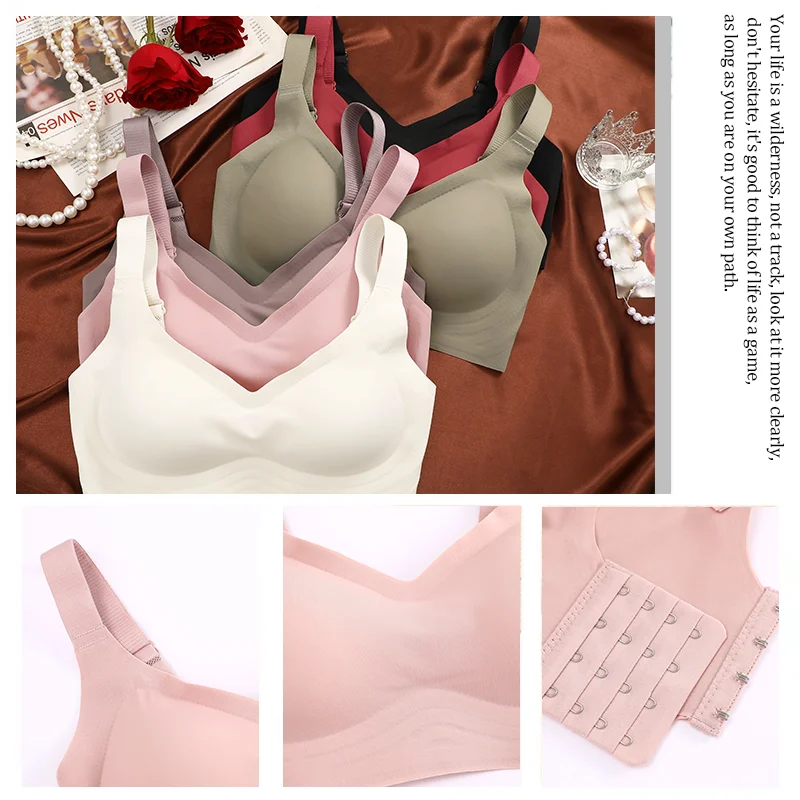 Finetoo-Lencería sin costuras con aros para mujer, sujetador deportivo para uso diario, chaleco, soporte suave, cinturón ajustable, cómodo sujetador de talla grande