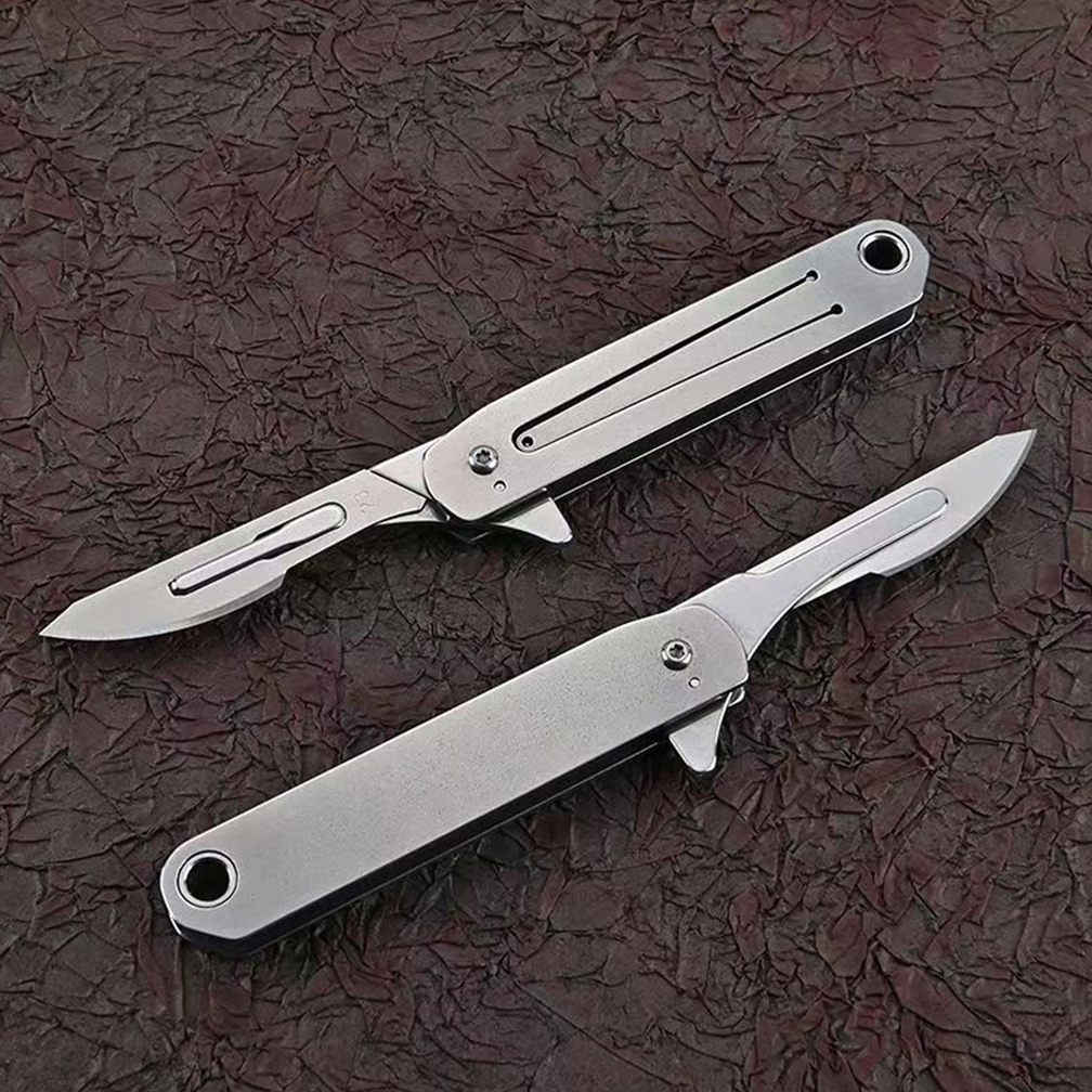 Cuchillo quirúrgico con 10 cuchillas de piezas, acero inoxidable, EDC médico, hoja reemplazable, portátil, envío directo