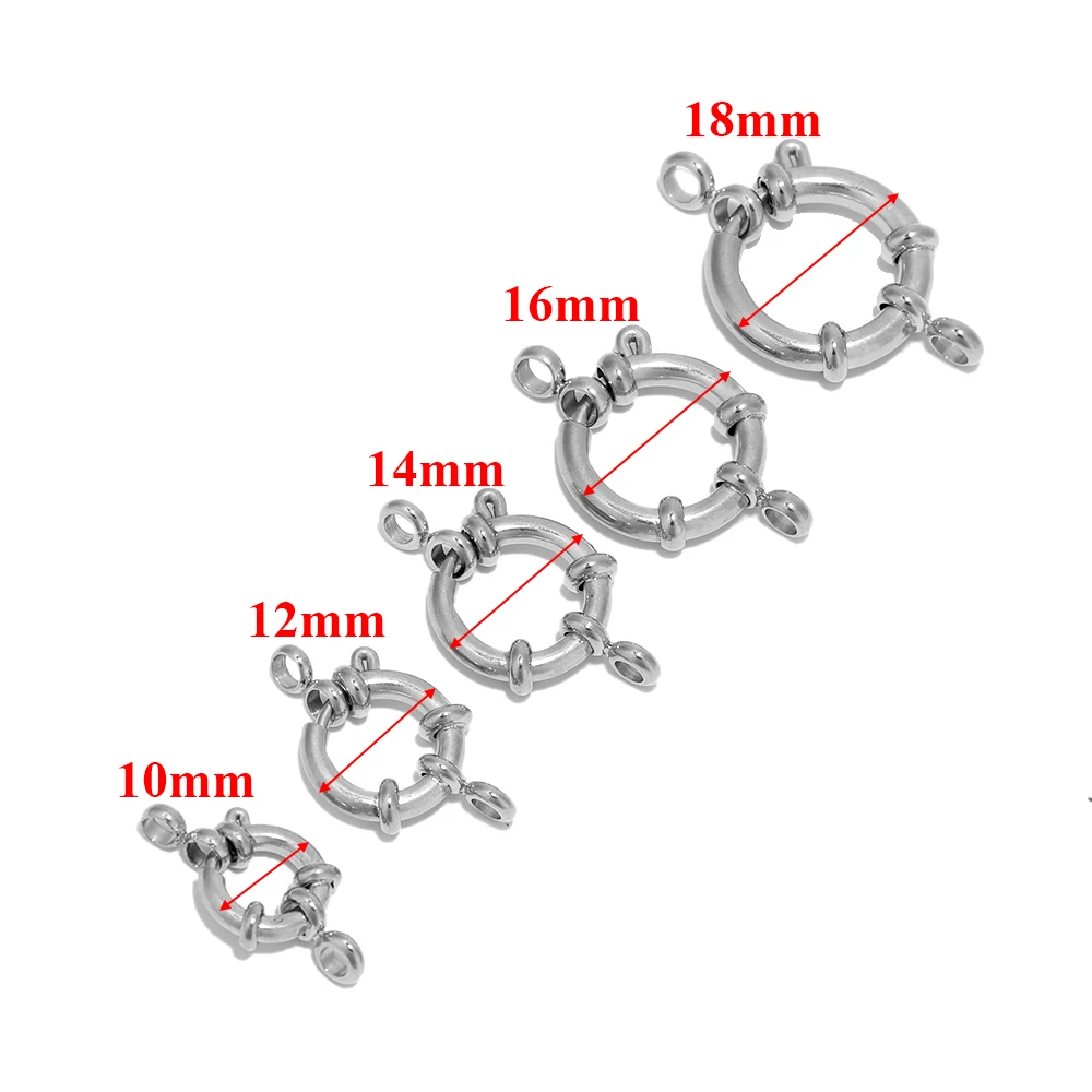 4 pçs de aço inoxidável redondo primavera anel fechos diy clavícula colar ganchos jóias fazendo 8 conectores descobertas pulseira suprimentos