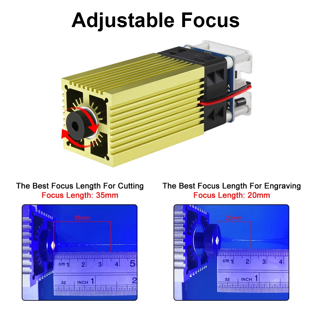 LASER TREE 4W 5W Laser Module 12V Adjustable Focus Blue Laser CNC Head for Laser Cutting Engraving Machine Wood DIY Tools