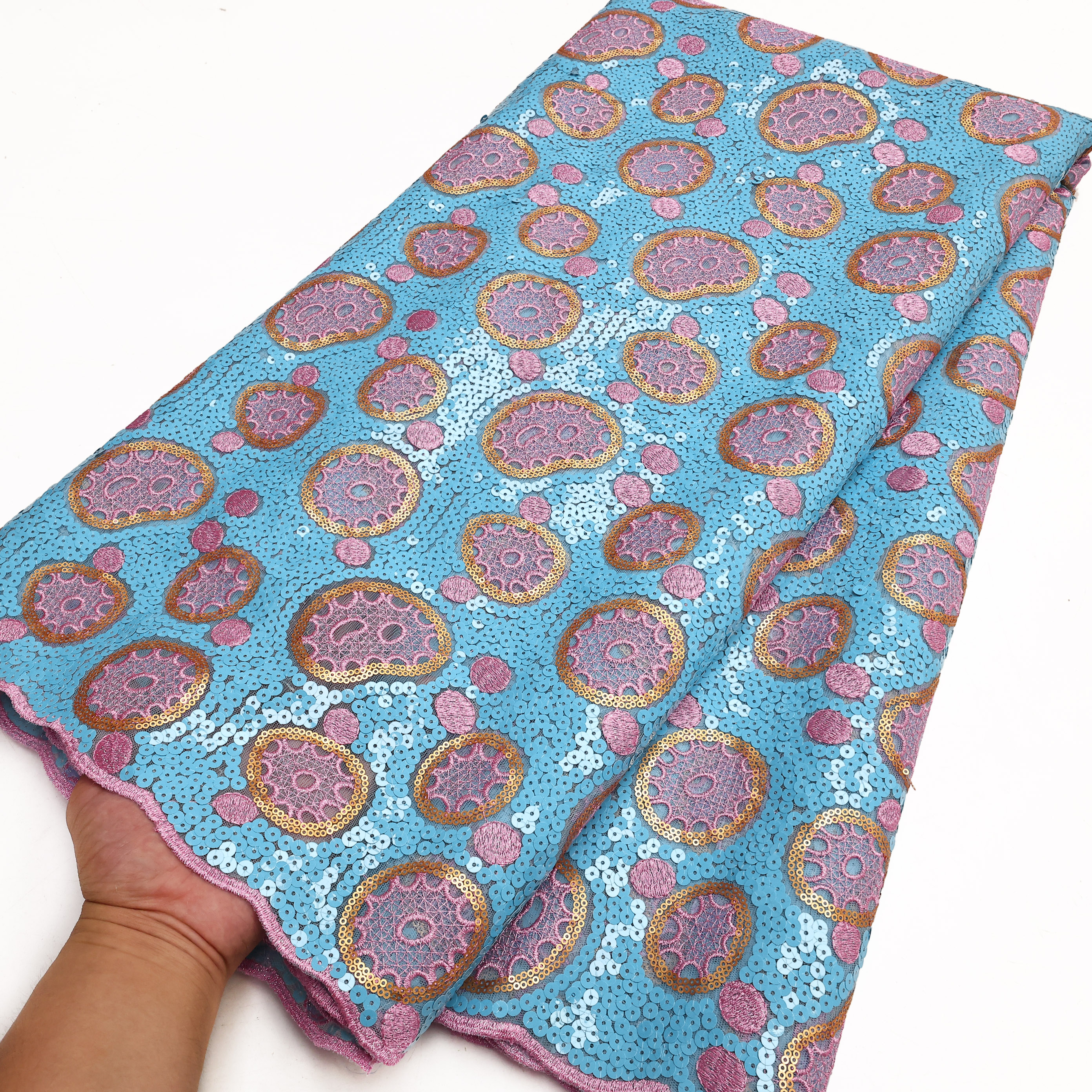 Pgc rosa Guipure Cord Spitzens toff hochwertige Original Pailletten Tüll Stickerei Mesh Spitzen material für Brasilien Luxus Party kleid