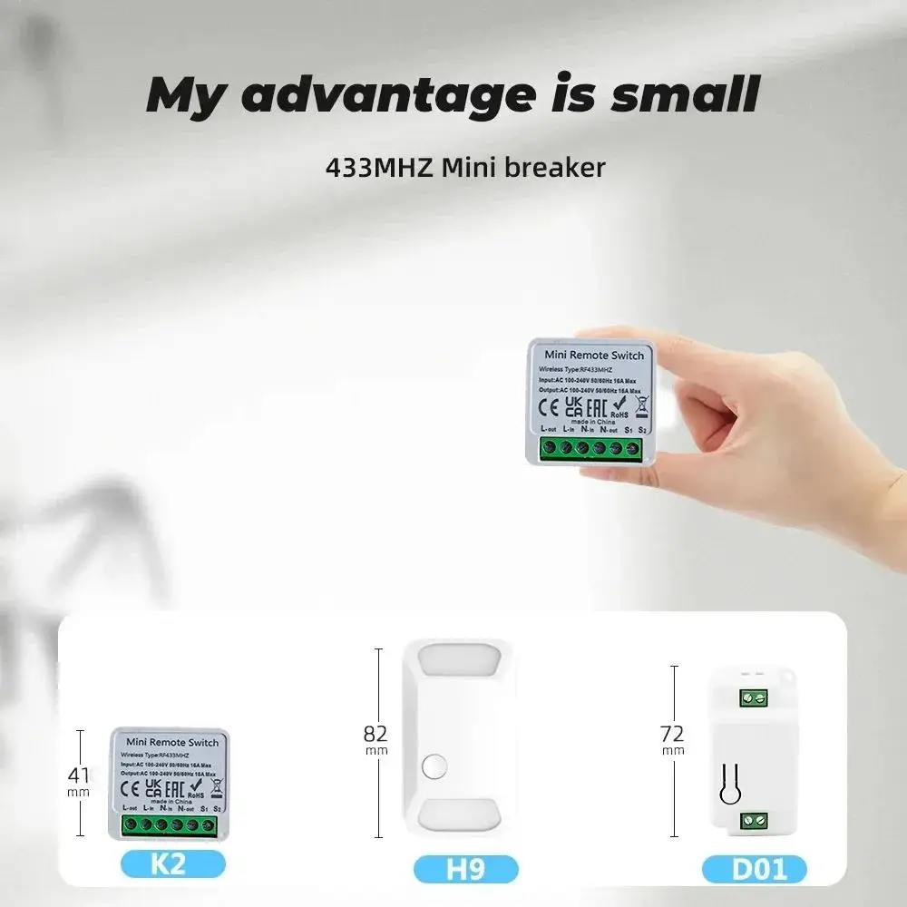 Interruptor de luz inteligente inalámbrico, 433MHz, 1/2/3 entradas, 86 interruptor de Panel de pared con Control remoto, Mini receptor de relé, lámpara de luz Led para el hogar
