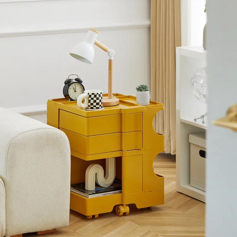 Warming Poppy Cabinet Storage Rotating Cabinet Makeup Cabinet Storage Bedside Table Snack Cabinet Multi Layer Storage Cabinet