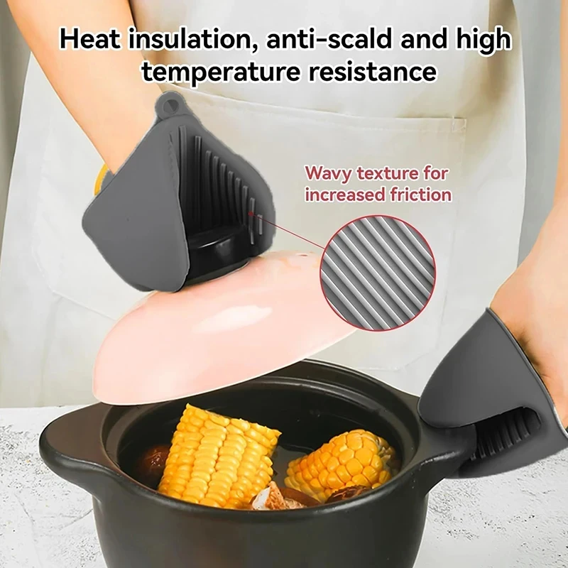 2 pçs luvas de forno silicone resistente ao calor pitada luvas anti escaldante antiderrapante clipes pote titular cozinhar cozimento forno luvas