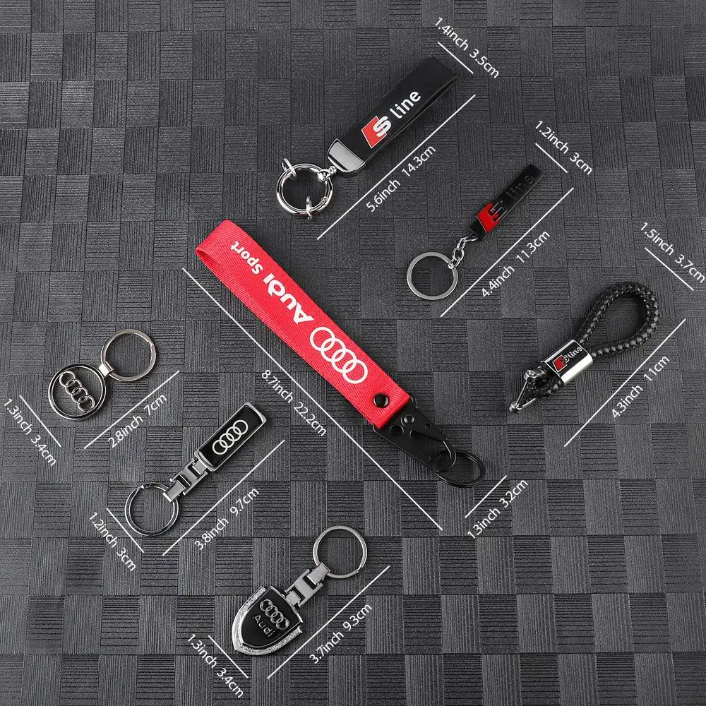 Car Stying 3D Metal Leather Key Rings Holders Keyring Keychain For AUDI Sline A5 A6 C6 C5 A1 A7 A8 Q2 Q3 S3 RS4 A4 B5 B6 A3 8P