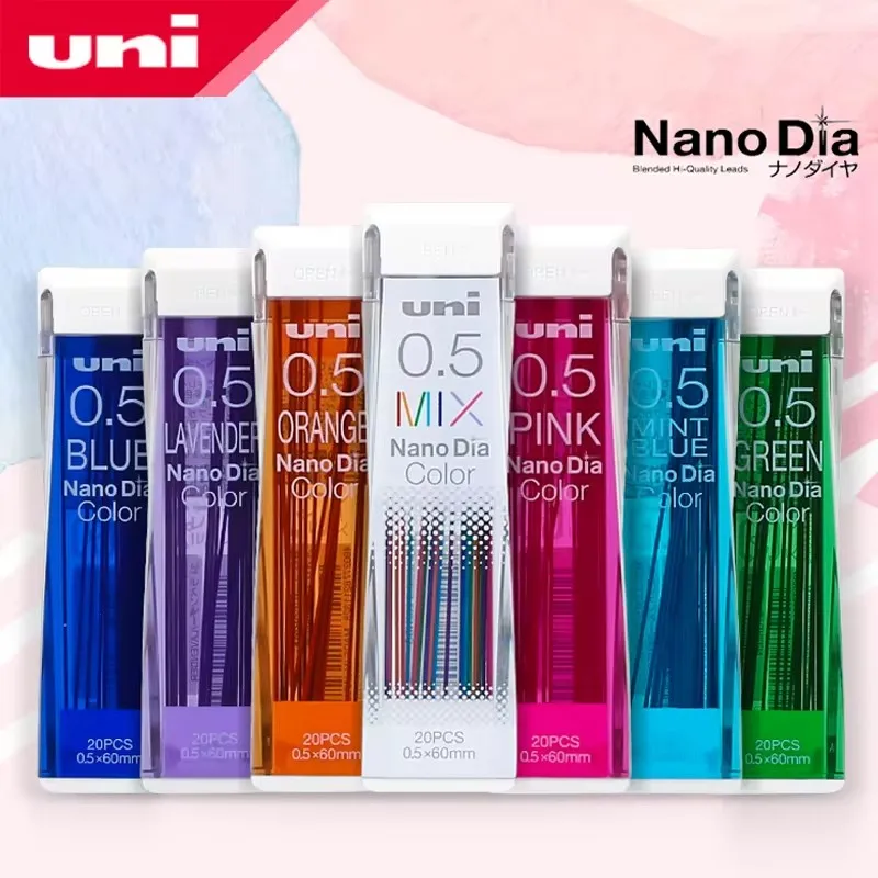 1 Uds Uni Nano grafito núcleo de plomo 202NDC lápiz mecánico de color recarga de plomo 0,5 escritura para estudiantes papelería suministros escolares