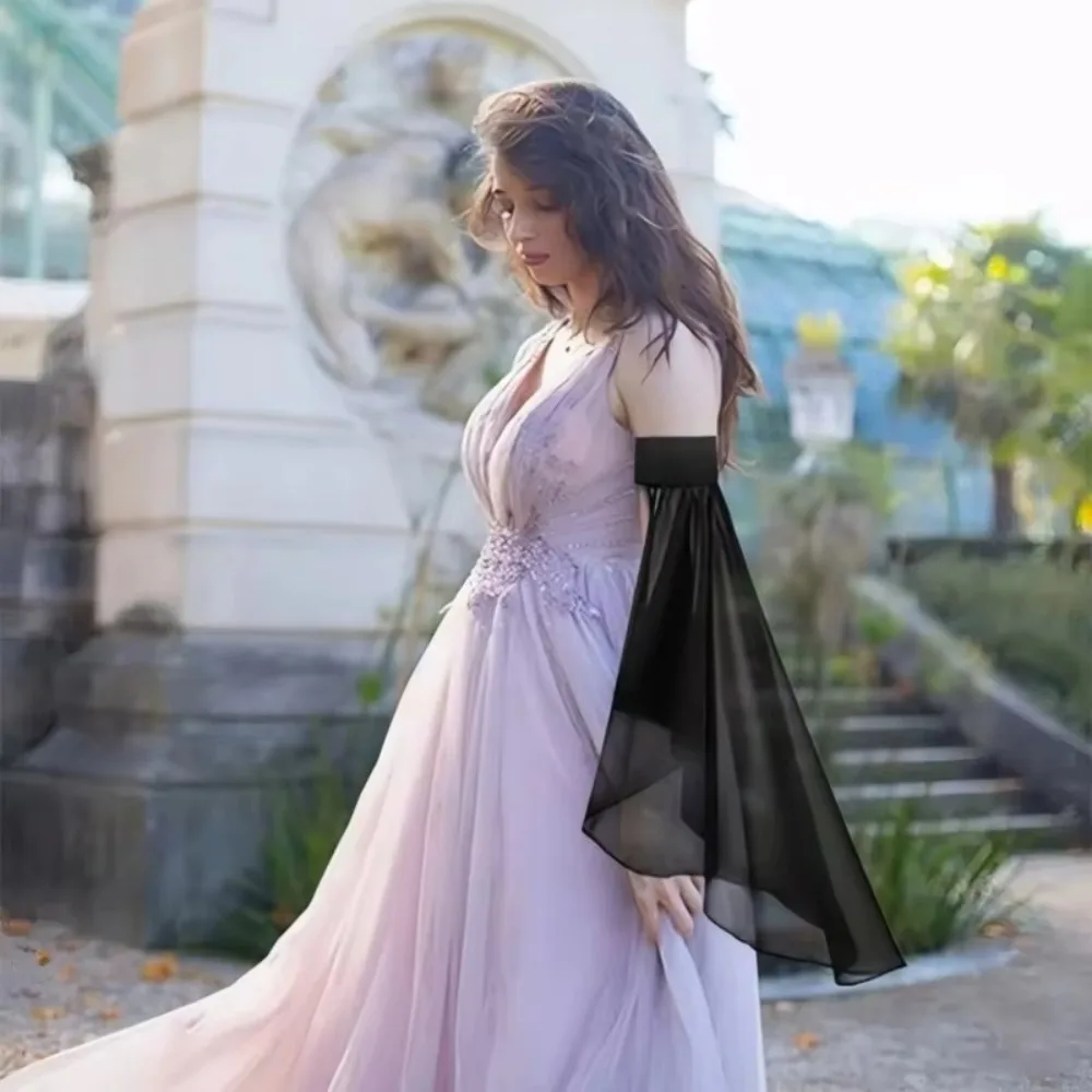 Simple ยาวแขนที่ถอดออกได้ครีมกันแดดยาว Tulle แขนอุ่น Gothic ถุงมือแต่งงานงานแต่งงาน