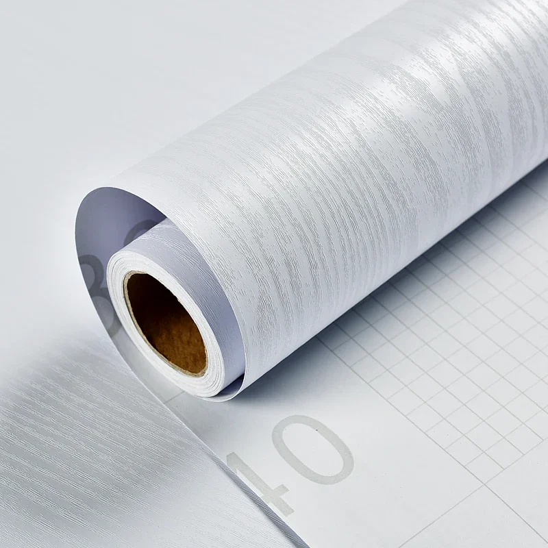 Auto-adesivo Madeira Papel De Parede Branco PVC Impermeável Decorativo Filme Armário De Cozinha Quarto Roupeiro Móveis Renovação Adesivos