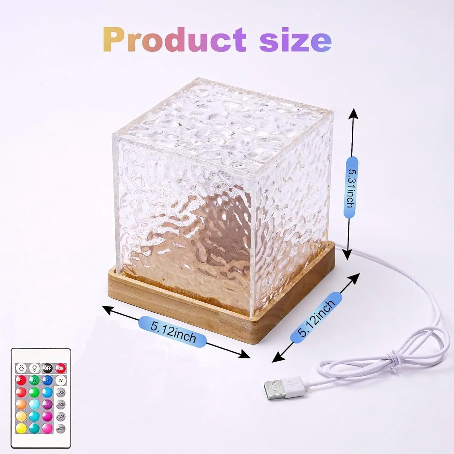 휴대용 크리스탈 책상 램프 RGB 색상 변경 야간 조명, USB 충전 포트가 있는 터치 램프, 어린이 보육원 야간 조명, 밤
