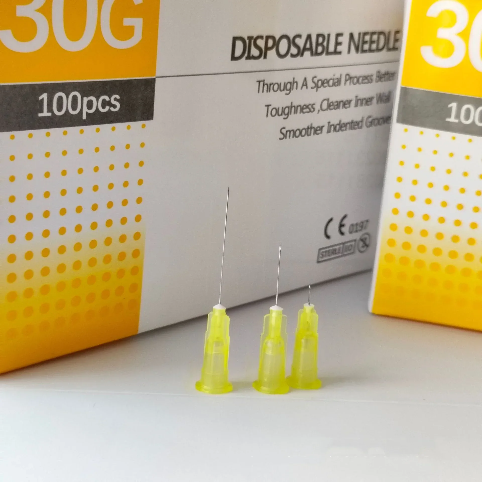 100 Uds 30G aguja indolora 4/6/13mm belleza perforación ultrafina jeringa transparente pegamento de inyección tapa de punta transparente farmacéutica