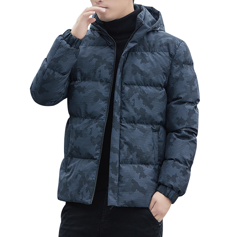 Nuevo abrigo de algodón con capucha de camuflaje informal de invierno para hombre, moda juvenil, abrigo de algodón holgado, versátil, resistente al frío y cálido para hombre