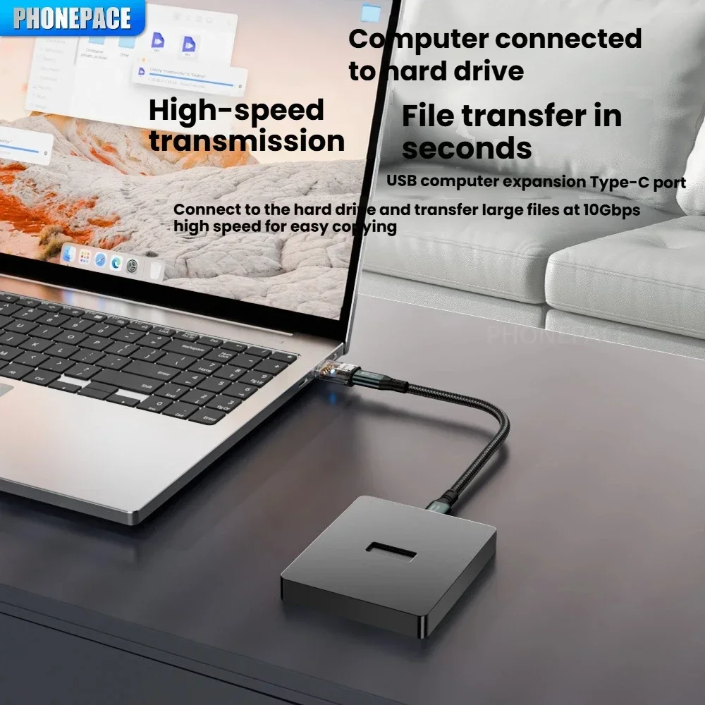 PHONEPACE USB 3.2 to Type C Adapter OTG Fast Charging 120W 10GB High Speed Data Audio Transfer For PC Tablet Xiaomi Huawei