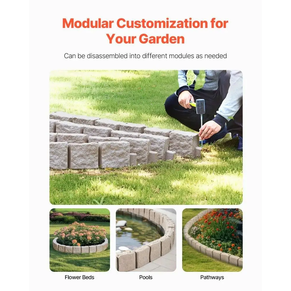 Fake Stone Lawn Edging Border Fade Resistant No Dig Landscape Edging 46.8x3.9 in Garden Decor