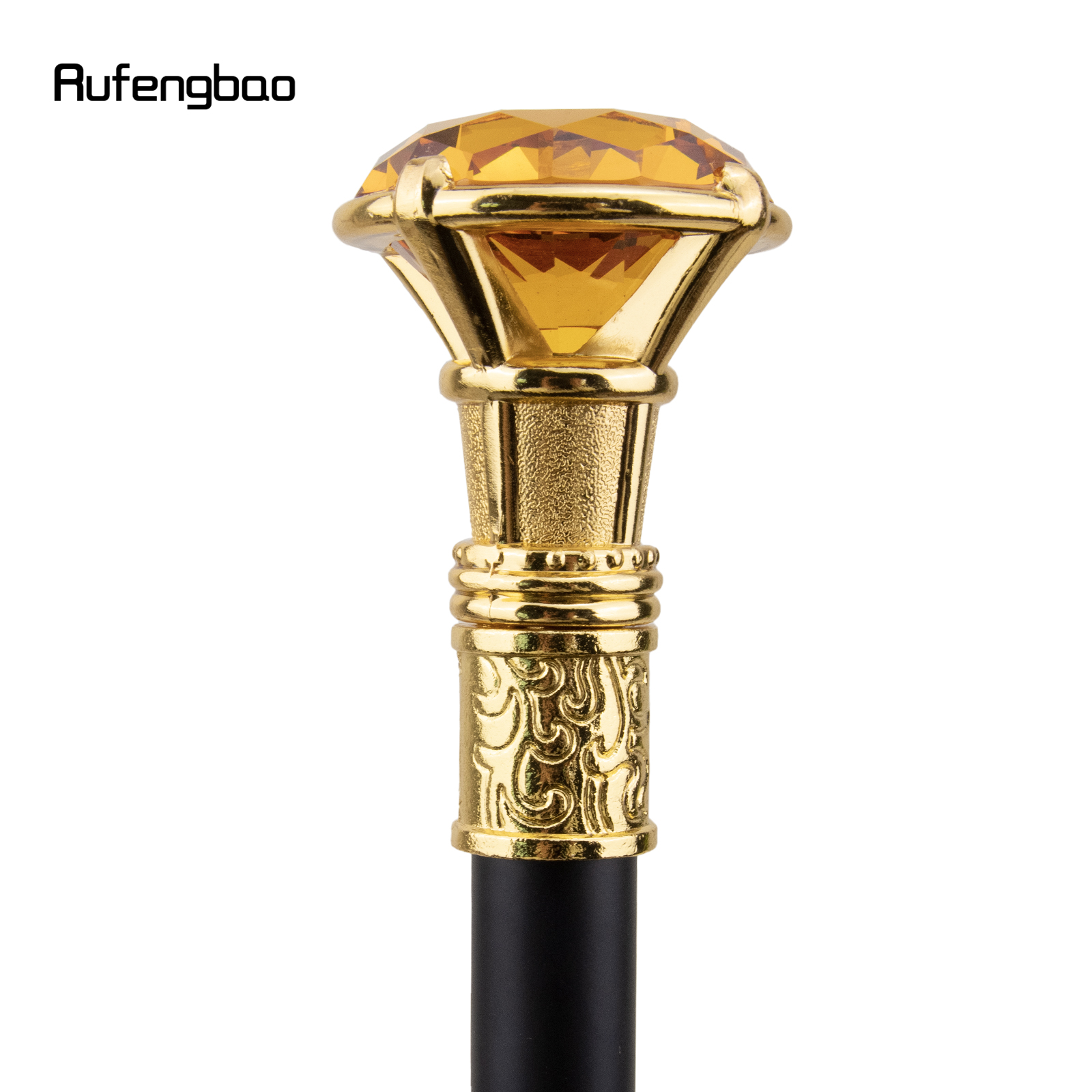 สีส้มเพชรประเภท Golden Walking Stick ซ่อนแผ่นป้องกันตัวเองแฟชั่น Cane แผ่นคอสเพลย์ Crosier Stick 93 ซม