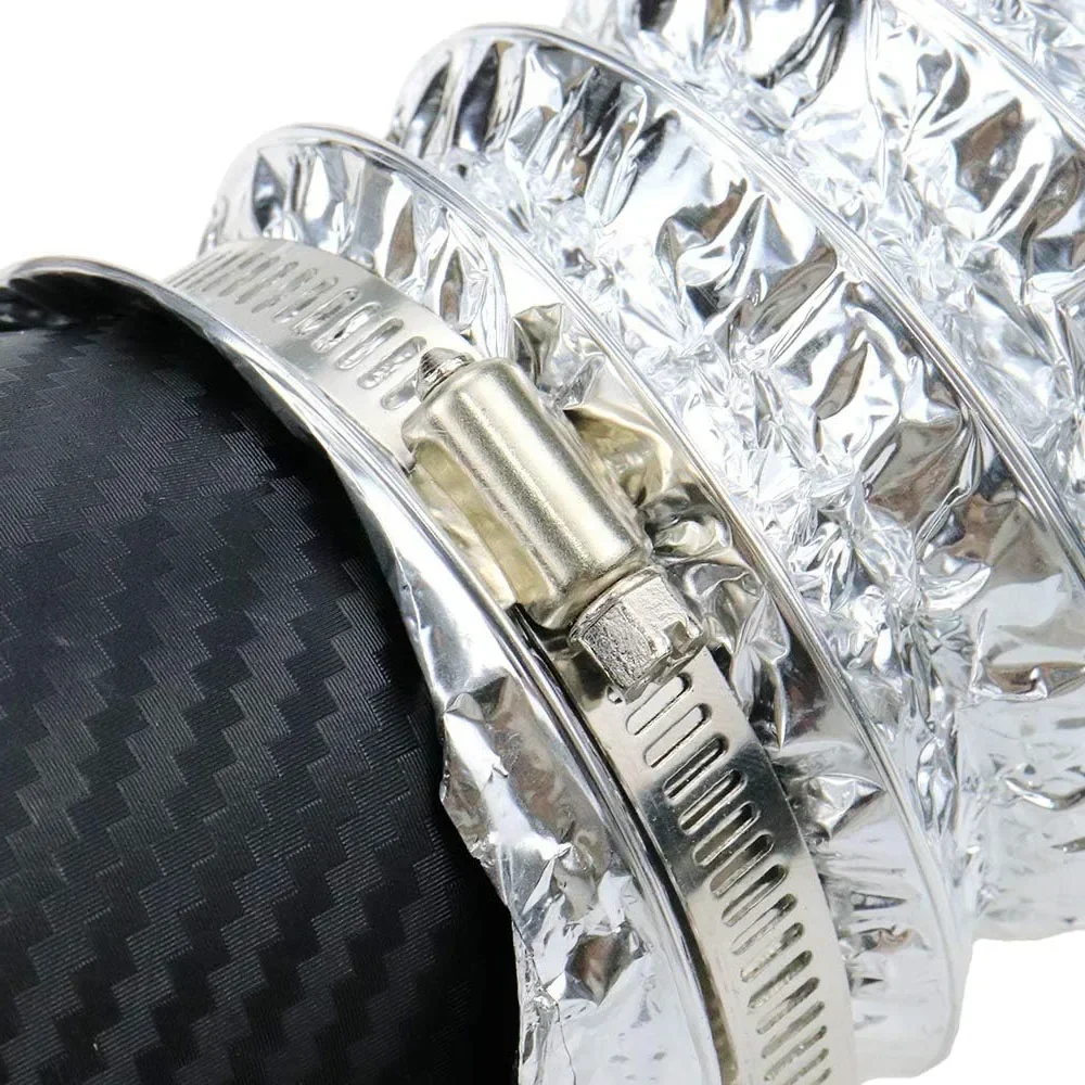 Universal Carbon Fiber modified ABS Square Round Car Front Bumper Turbo Funnel Turbine Inlet Air Intake Guide Telescopic Pipe Ki