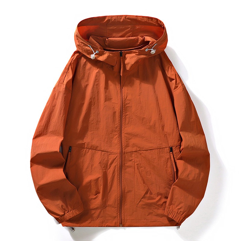Plus Size Jacke Herren Sommer Kapuze Dünne wasserdichte Sonnenschutzkleidung Voller Reißverschluss Schnelle trockene Haut Windjacke Mantel