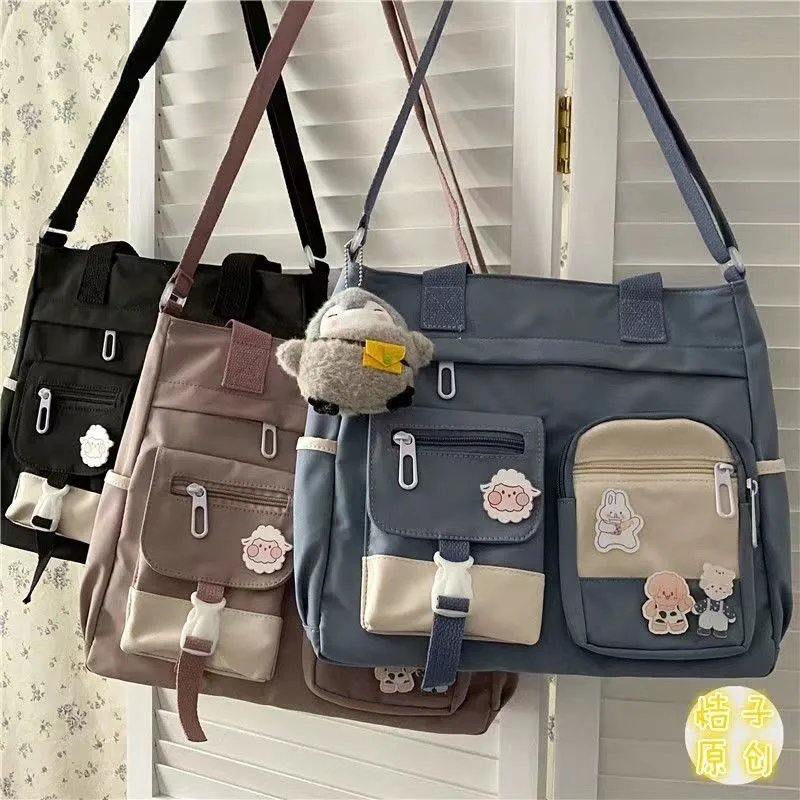 Nylon Chống Nước Thấm Canvas Nữ Túi Xách Tay Túi Đeo Vai Nữ Nhật Bản Túi Sinh Viên Trường Đeo Túi Cho Bé Gái Tất