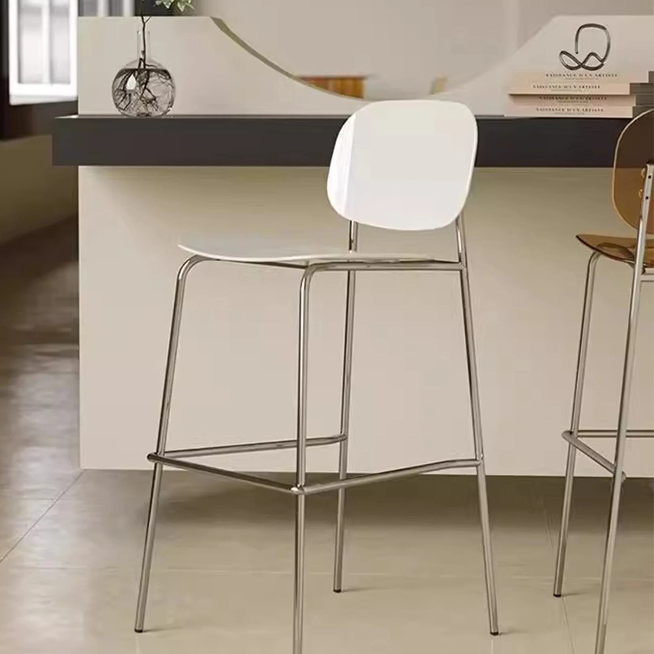 Simple Modern High Counter Height Bar Chairs Plastic Height Bar Chairs Stools for Kitchen Restaurant Table Bar Stools