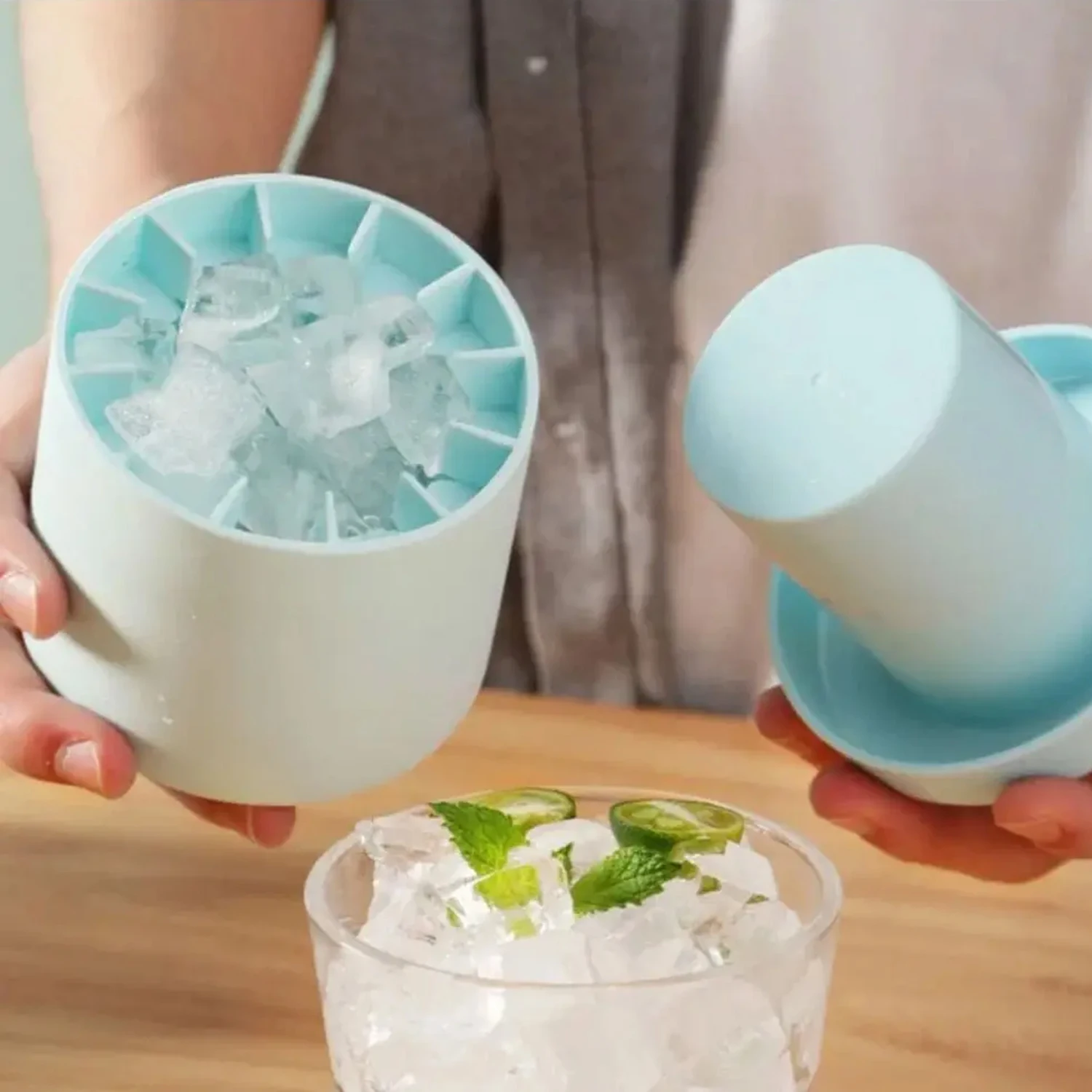 Molde de cubo de gelo de silicone redondo balde de gelo verão caseiro diy geladeira congelar fabricante de gelo criativo molde d