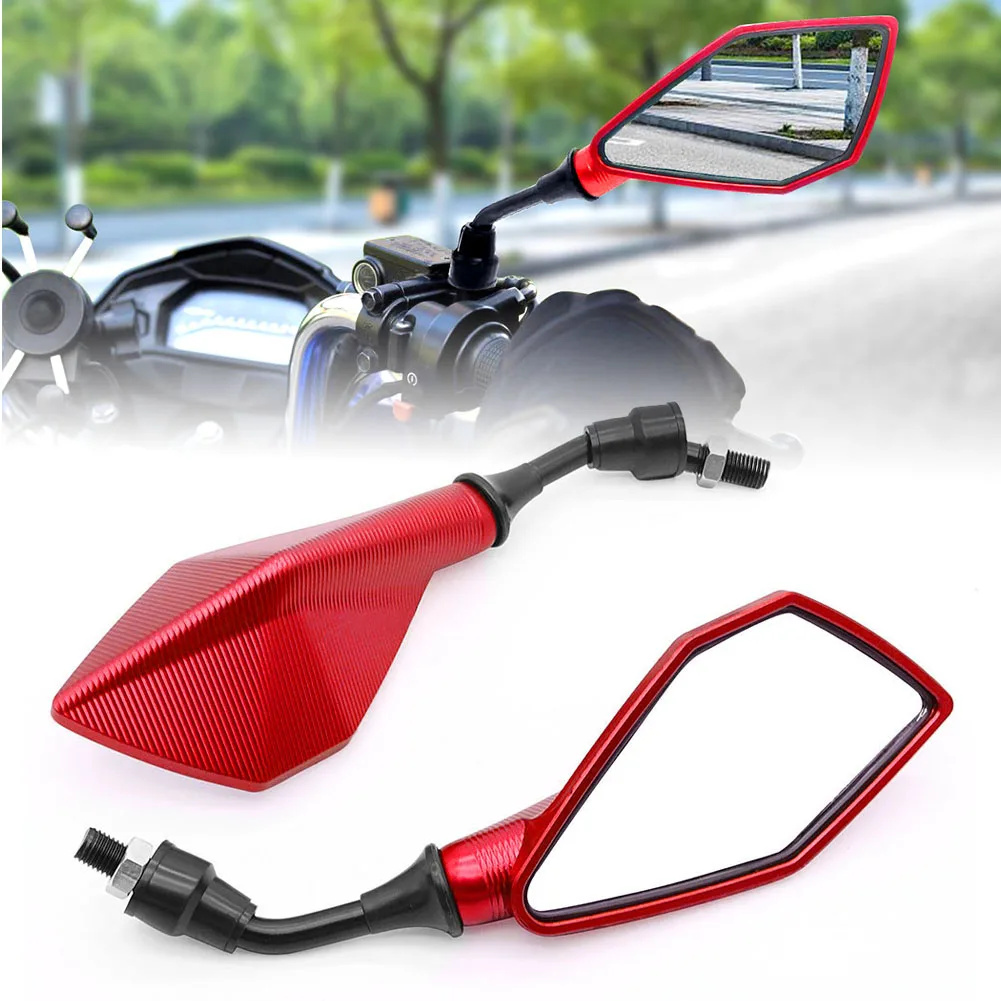 2 pçs 10mm espelhos retrovisores da motocicleta grande angular ajustável bicicleta guiador lateral flexível espelho retrovisor