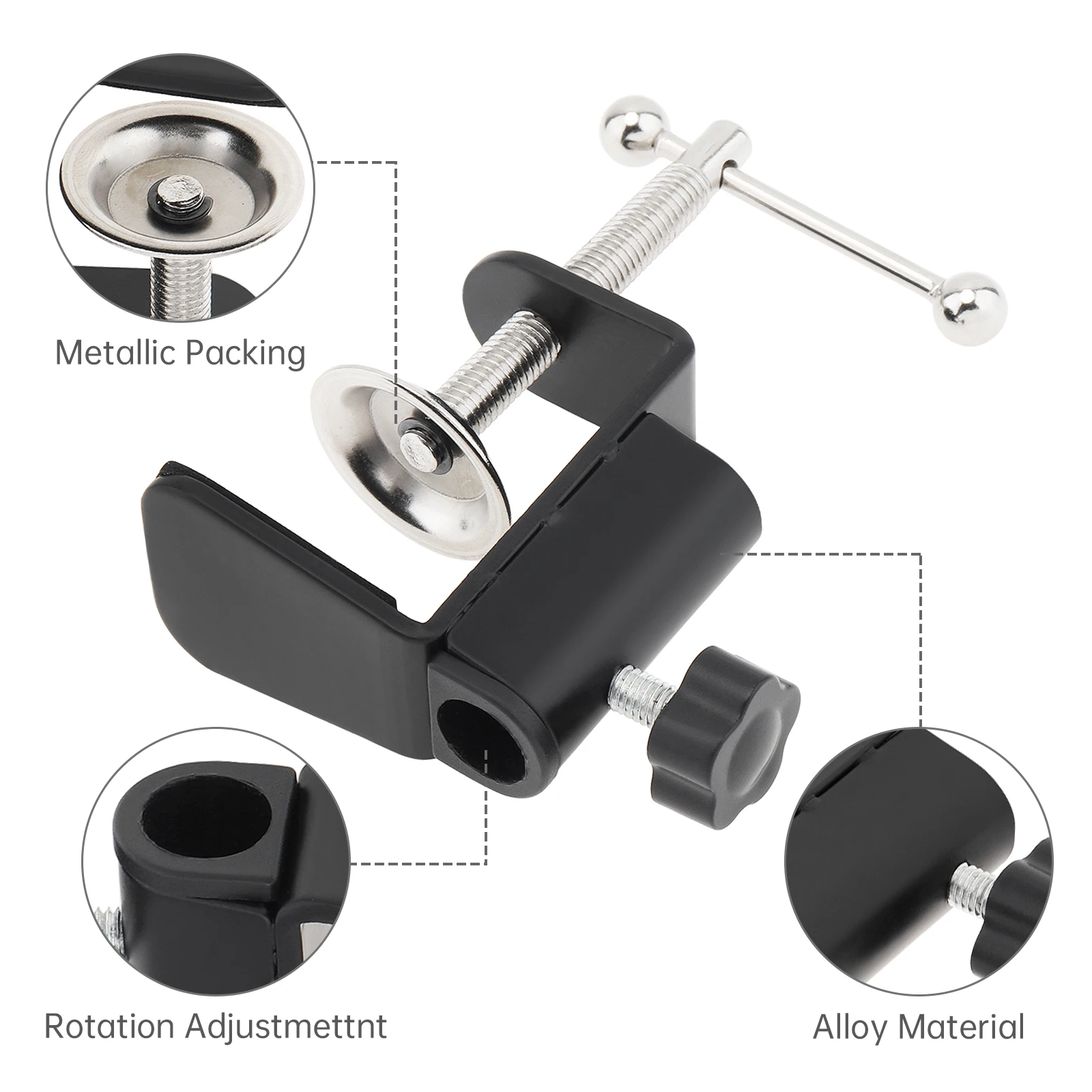 Universal Lamp Bracket Clamp LED Light Accessories DIY Fixed Screw Desk Lamp Holder Clip for Broadcast Microphone