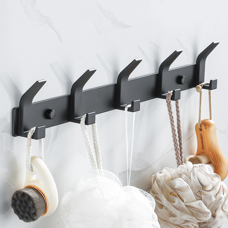 Hiện Đại Móc Treo Tường Nhôm Đen Treo Khăn Phòng Tắm Cửa Mặc Áo Vải Móc Treo Áo Khoác Giá Treo Tường