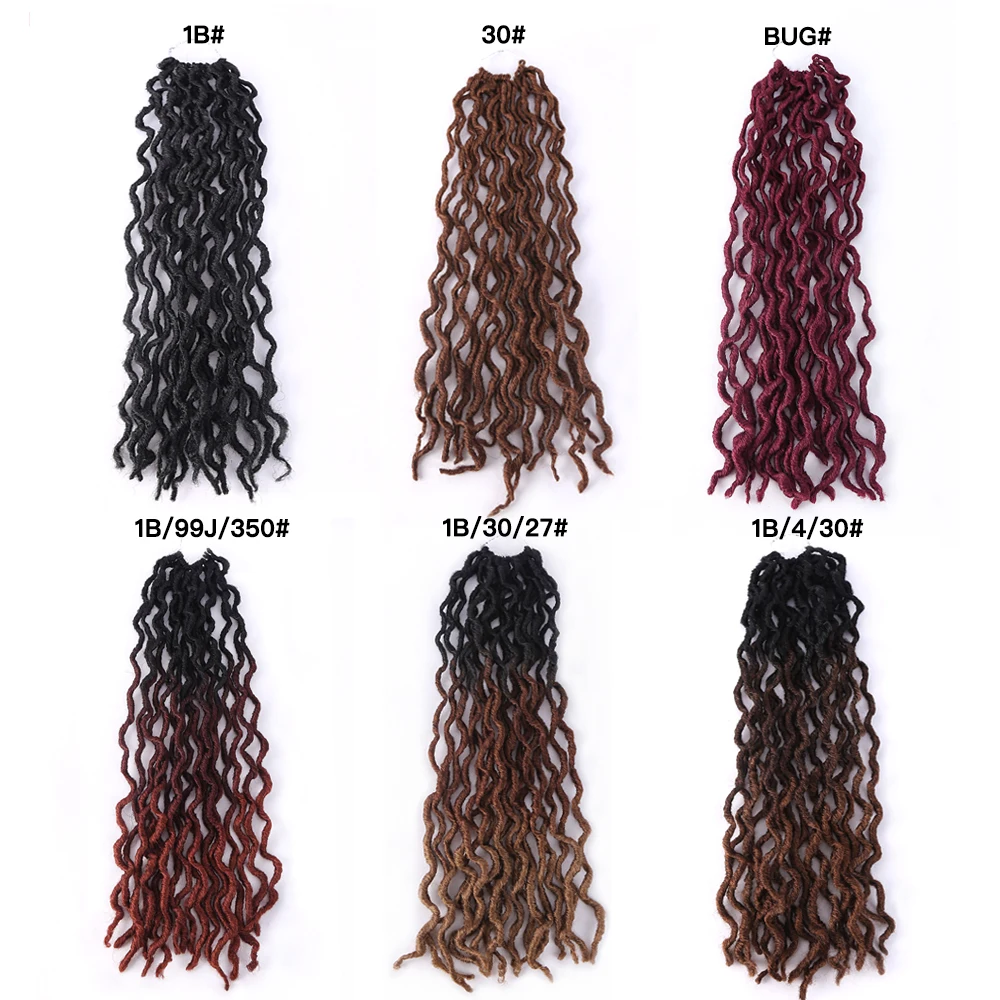 เทพธิดา Faux Locs ผมโครเชต์ Soft Curly Dreadlocks ผมสังเคราะห์ Braiding ผม Ombre โครเชต์ Locs ขายส่ง Braids